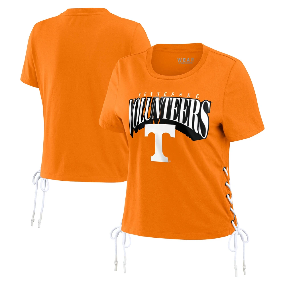 Women's WEAR by Erin Andrews Tennessee Orange Volunteers Side Lace-Up Modest Crop T-Shirt