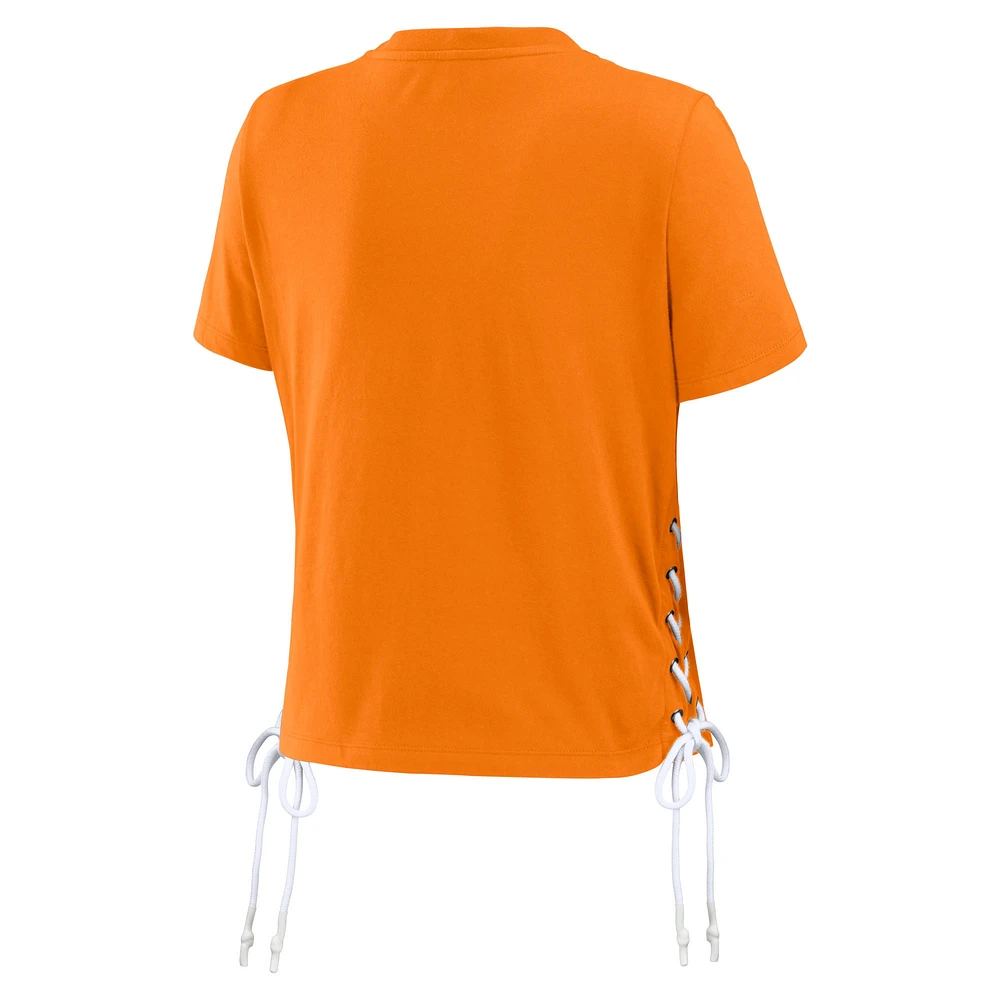 Women's WEAR by Erin Andrews Tennessee Orange Volunteers Side Lace-Up Modest Crop T-Shirt