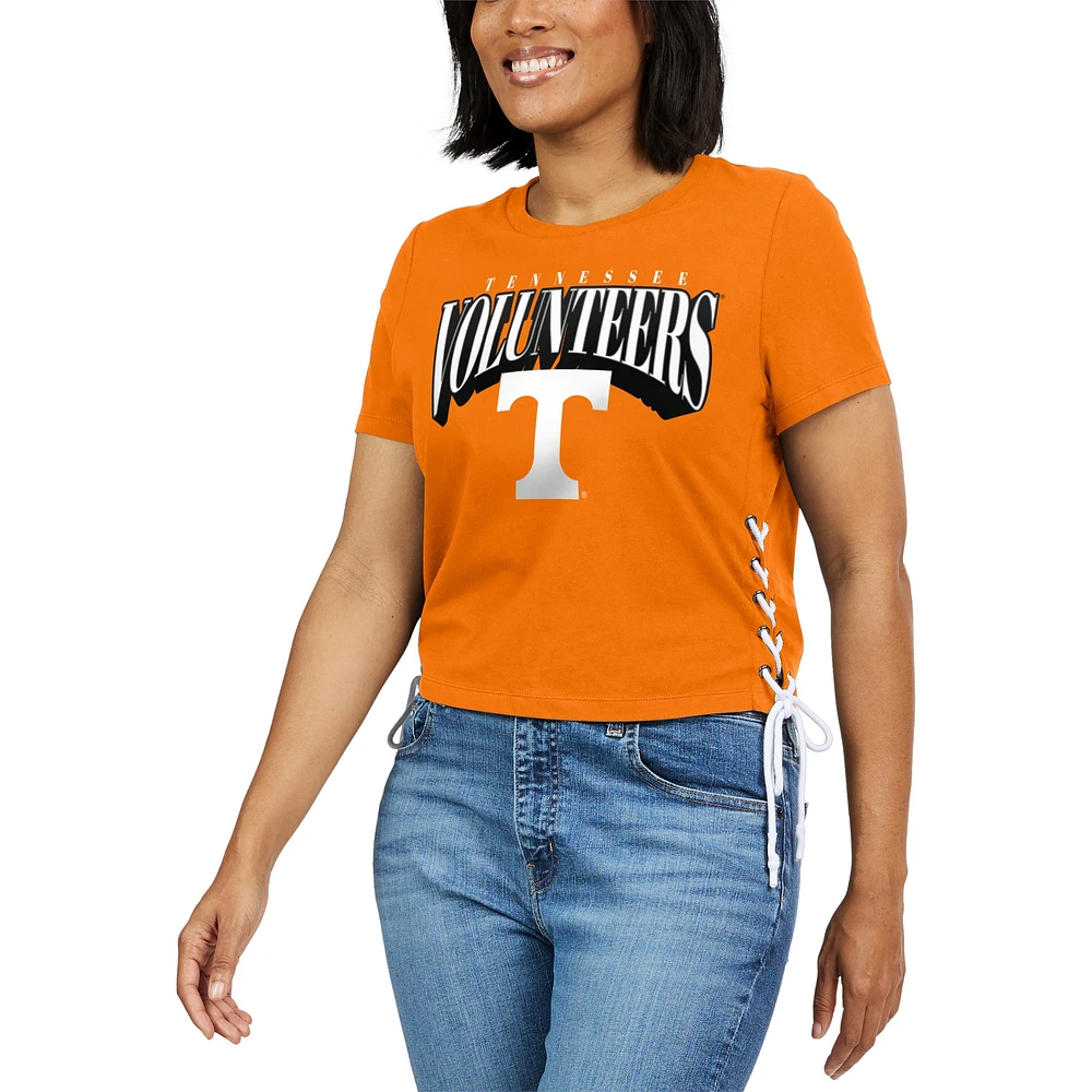 Women's WEAR by Erin Andrews Tennessee Orange Volunteers Side Lace-Up Modest Crop T-Shirt