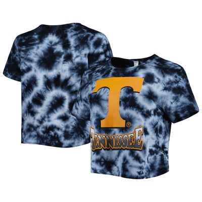 Women's ZooZatz Black Tennessee Volunteers Cloud-Dye Cropped T-Shirt