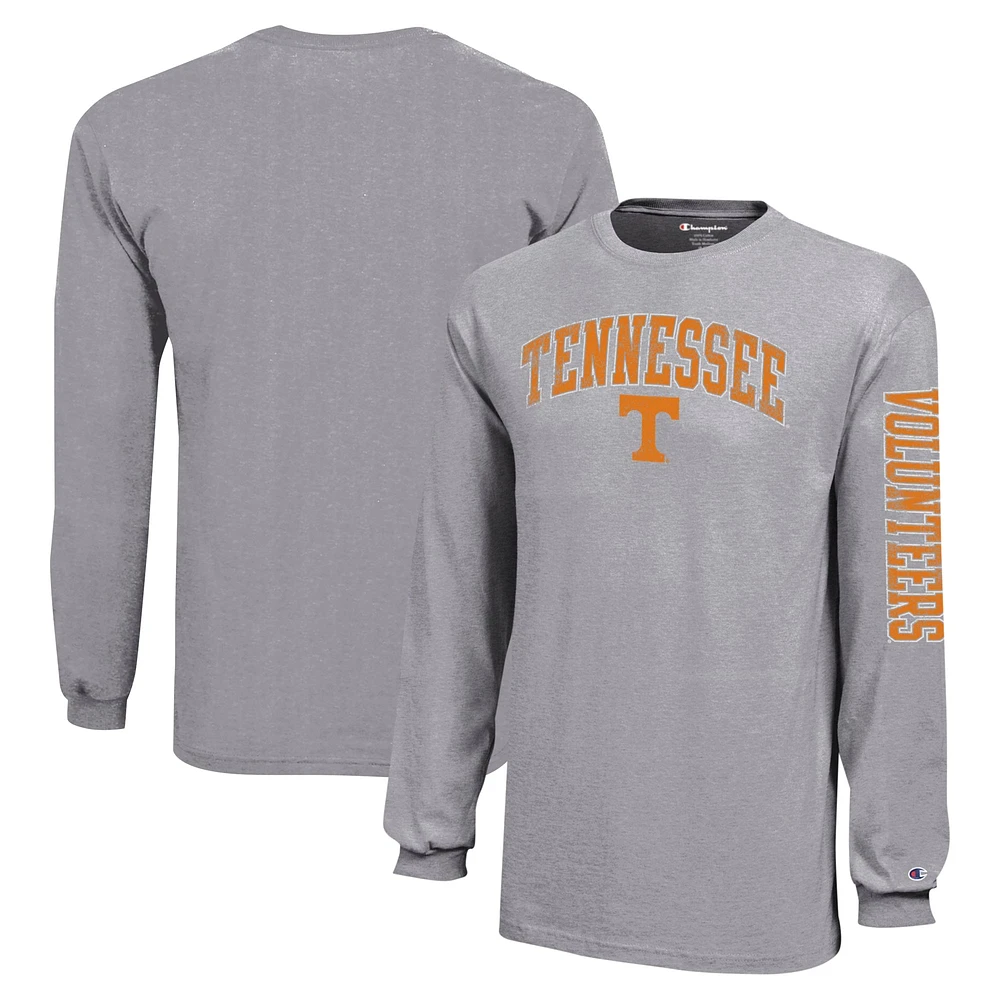 Youth Champion Gray Tennessee Volunteers Distressed Arch Over Logo Long Sleeve T-Shirt