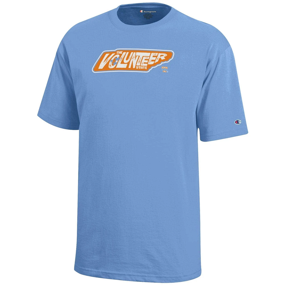 Youth Champion Light Blue Tennessee Lady Vols State Outline T-Shirt