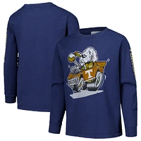 T-shirt à manches longues pour jeunes ComfortWash, mascotte des volontaires du Tennessee, voiture de course, bleu marine