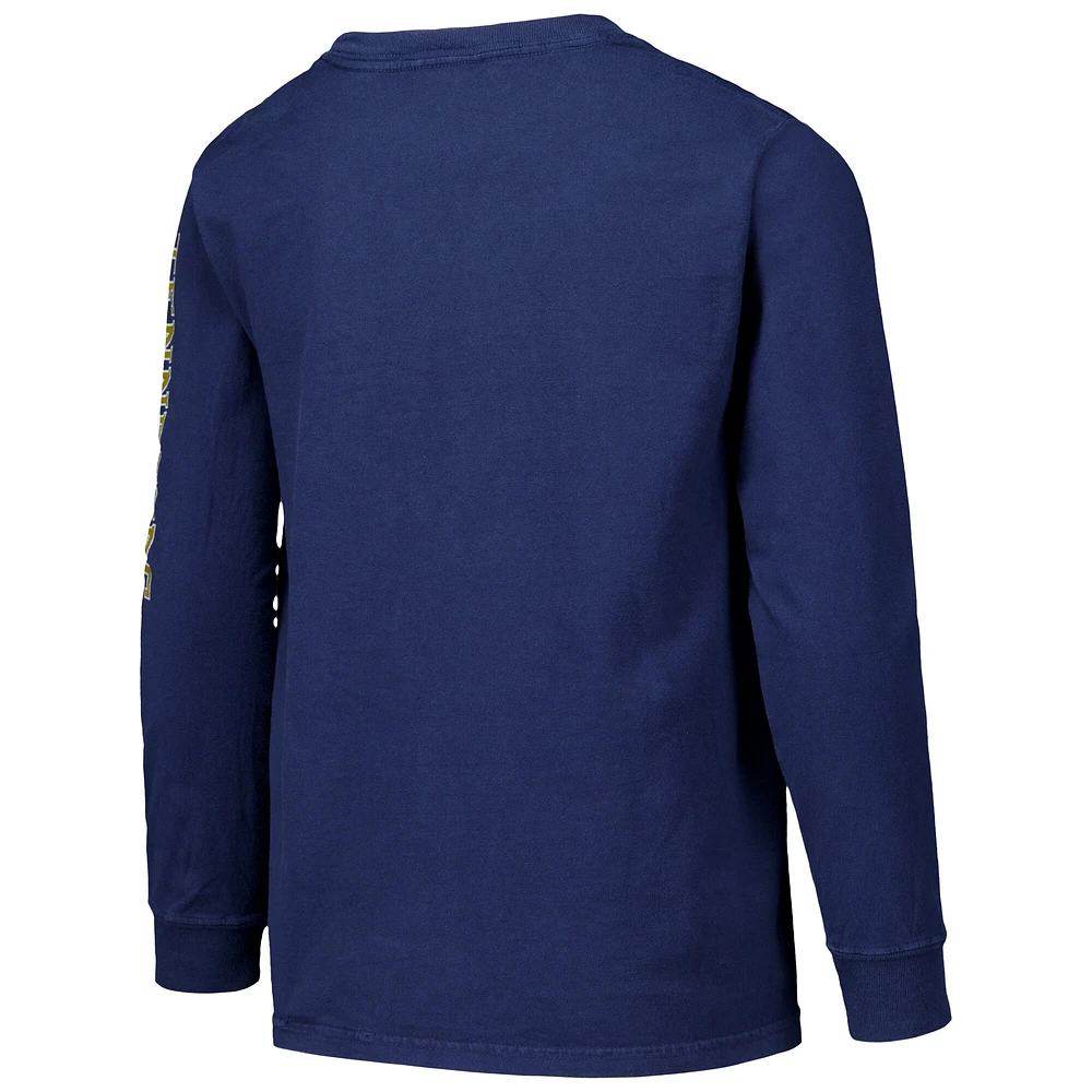 T-shirt à manches longues pour jeunes ComfortWash, mascotte des volontaires du Tennessee, voiture de course, bleu marine
