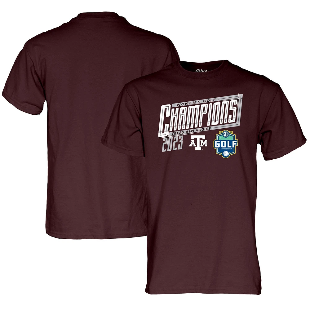 Blue 84  Maroon Texas A&M Aggies 2023 SEC Women's Golf Champions T-Shirt