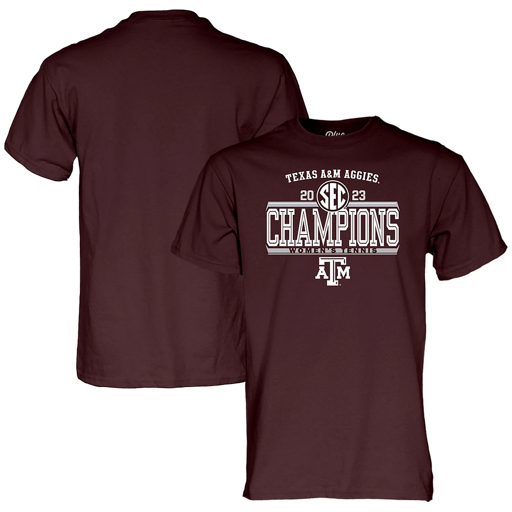 Bleu 84 Maroon Texas A&M Aggies 2023 SEC Champions de la saison régulière tennis pour femme