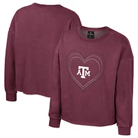 Girls Youth Colosseum Maroon Texas A&M Aggies Audrey Washed Fleece Pullover Crewneck Sweatshirt