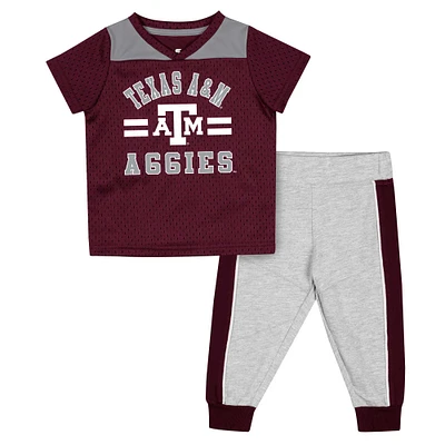 Ensemble maillot et pantalon Colosseum marron/gris chiné Texas A&M Aggies Ka-Boot-It pour bébé