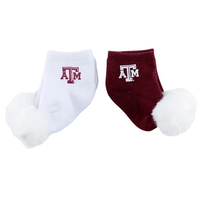 Lot de deux paires de chaussettes à pompon pour bébé ZooZatz Texas A&M Aggies