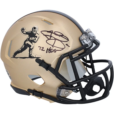 Johnny Manziel Texas A&M Aggies Autographed 2023 Gold Riddell Heisman Mini Helmet with "12 Heisman" Inscription