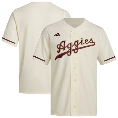Maillot de baseball réplique adidas pour homme couleur crème Texas A&M Aggies