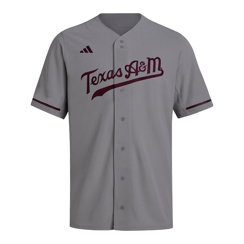 Maillot de baseball réplique gris adidas Texas A&M Aggies pour homme
