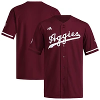 Maillot de baseball rétro réversible à boutons complets pour homme adidas Maroon Texas A&M Aggies