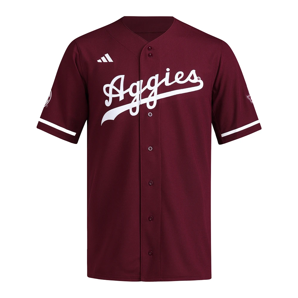 Maillot de baseball rétro réversible à boutons complets pour homme adidas Maroon Texas A&M Aggies