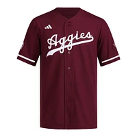 Maillot de baseball rétro réversible à boutons complets pour homme adidas Maroon Texas A&M Aggies