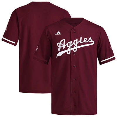 Maillot de baseball rétro réversible à boutons complets pour homme adidas Maroon Texas A&M Aggies