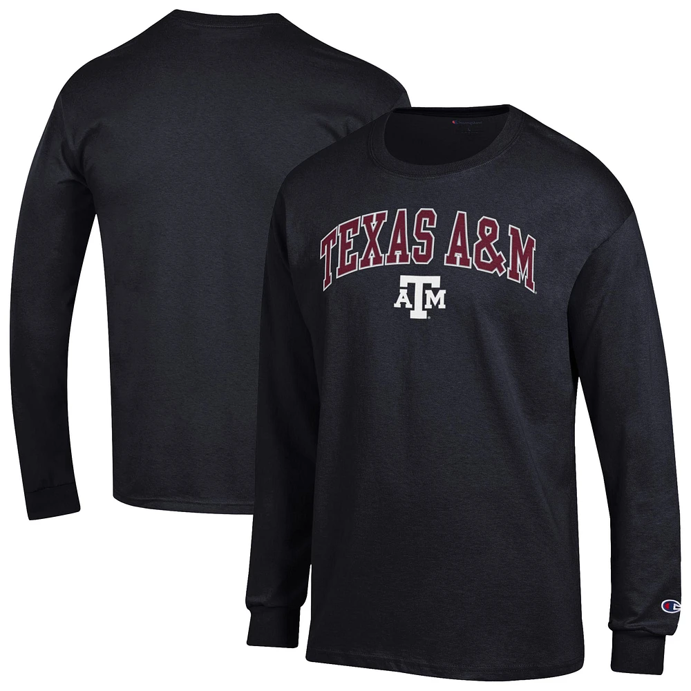 Men's Champion  Black Texas A&M Aggies Arch Over Logo Long Sleeve T-Shirt