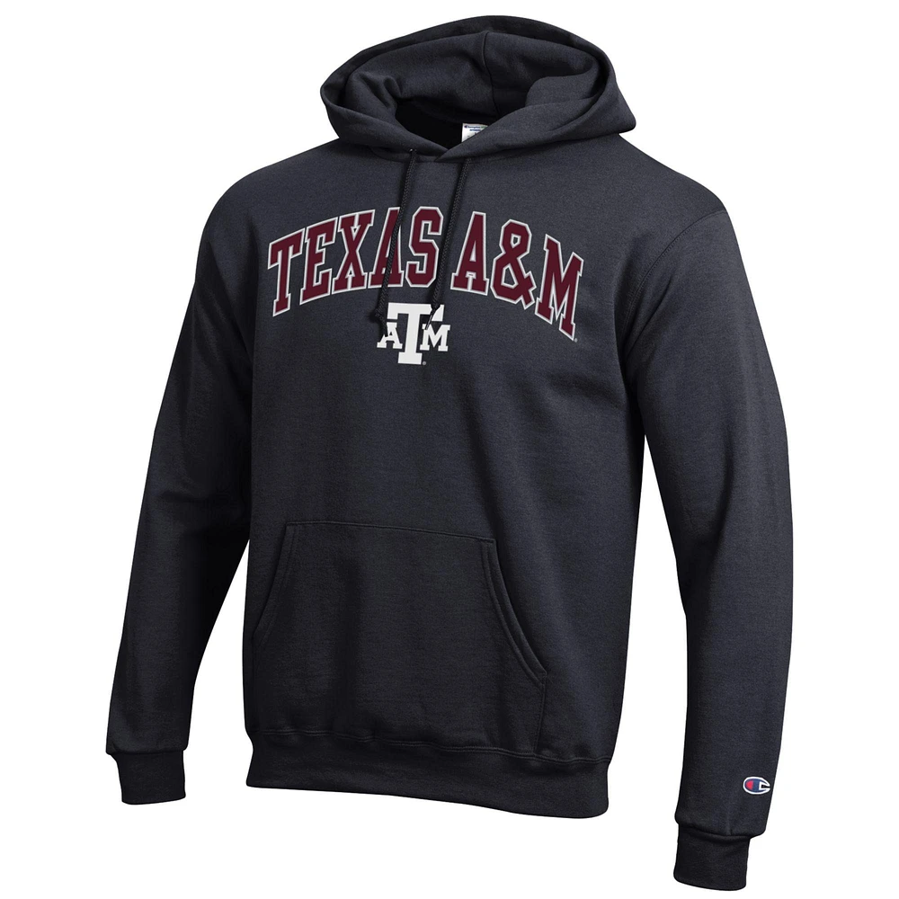 Men's Champion  Black Texas A&M Aggies Arch Over Logo Pullover Hoodie