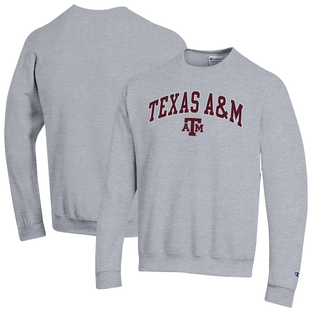 Men's Champion  Heather Gray Texas A&M Aggies Arch Over Logo Pullover Sweatshirt