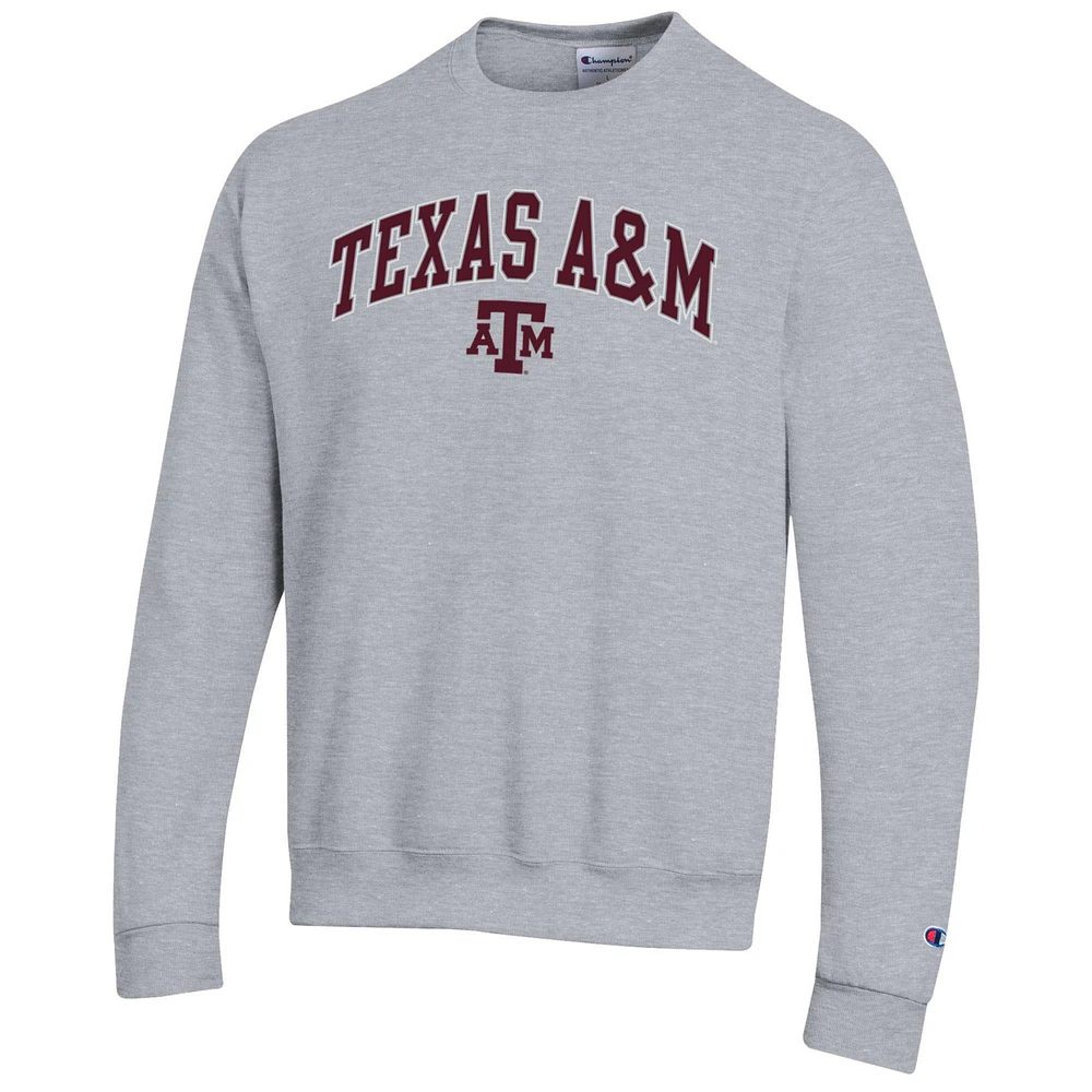 Men's Champion  Heather Gray Texas A&M Aggies Arch Over Logo Pullover Sweatshirt
