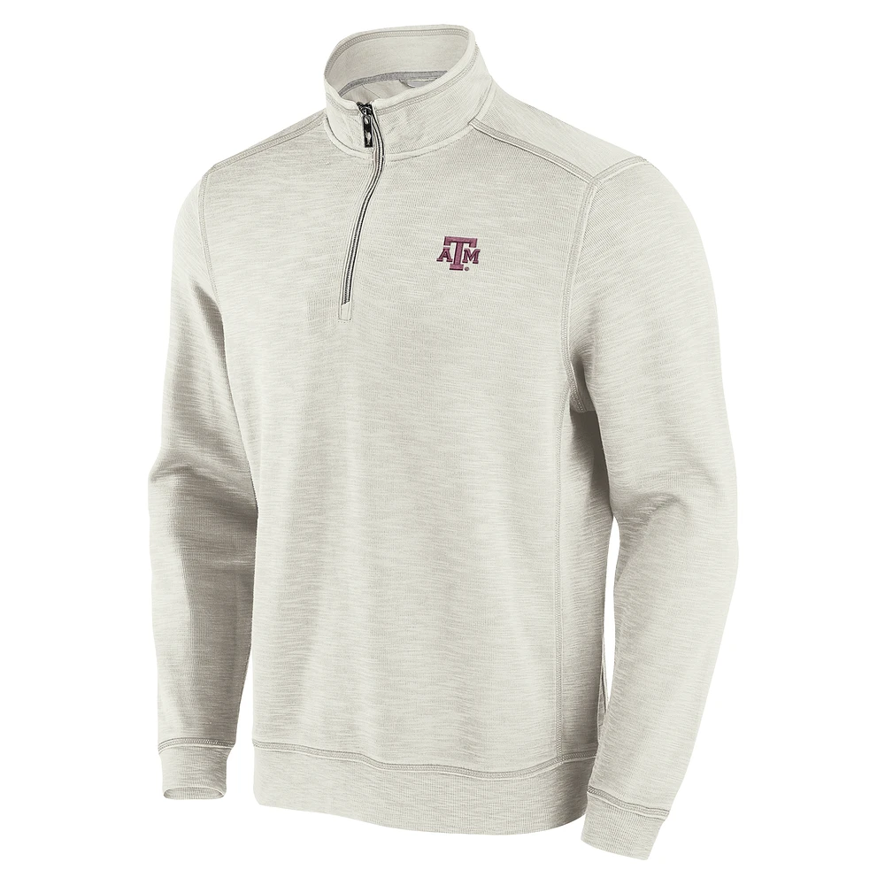 Men's Tommy Bahama White Texas A&M Aggies Sport Tobago Bay Tri-Blend Quarter-Zip Pullover