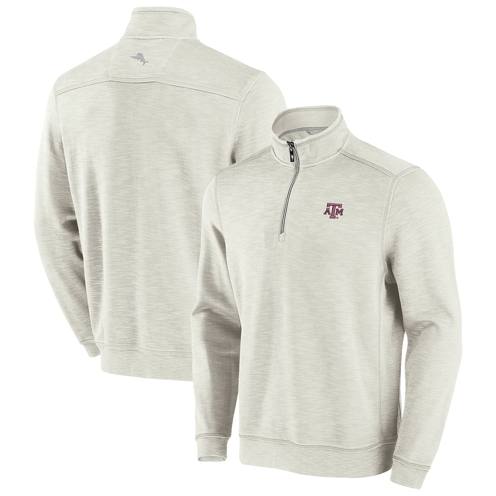 Men's Tommy Bahama White Texas A&M Aggies Sport Tobago Bay Tri-Blend Quarter-Zip Pullover