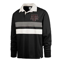 Men's '47 Black Texas A&M Aggies Clubhouse Knox Thames Long Sleeve Rugby Polo