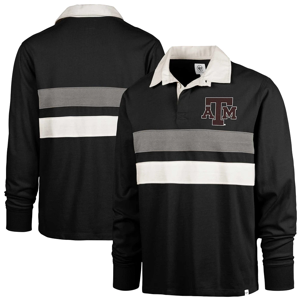 Men's '47 Black Texas A&M Aggies Clubhouse Knox Thames Long Sleeve Rugby Polo