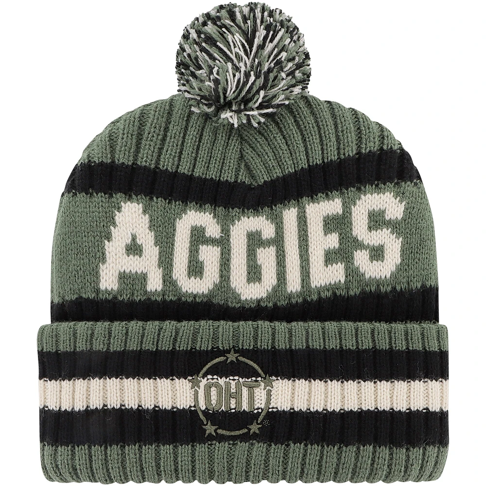 Bonnet en tricot à revers Bering pour hommes '47 vert Texas A&M Aggies OHT Military Appréciation avec pompon