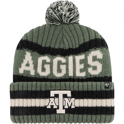 Bonnet en tricot à revers Bering pour hommes '47 vert Texas A&M Aggies OHT Military Appréciation avec pompon