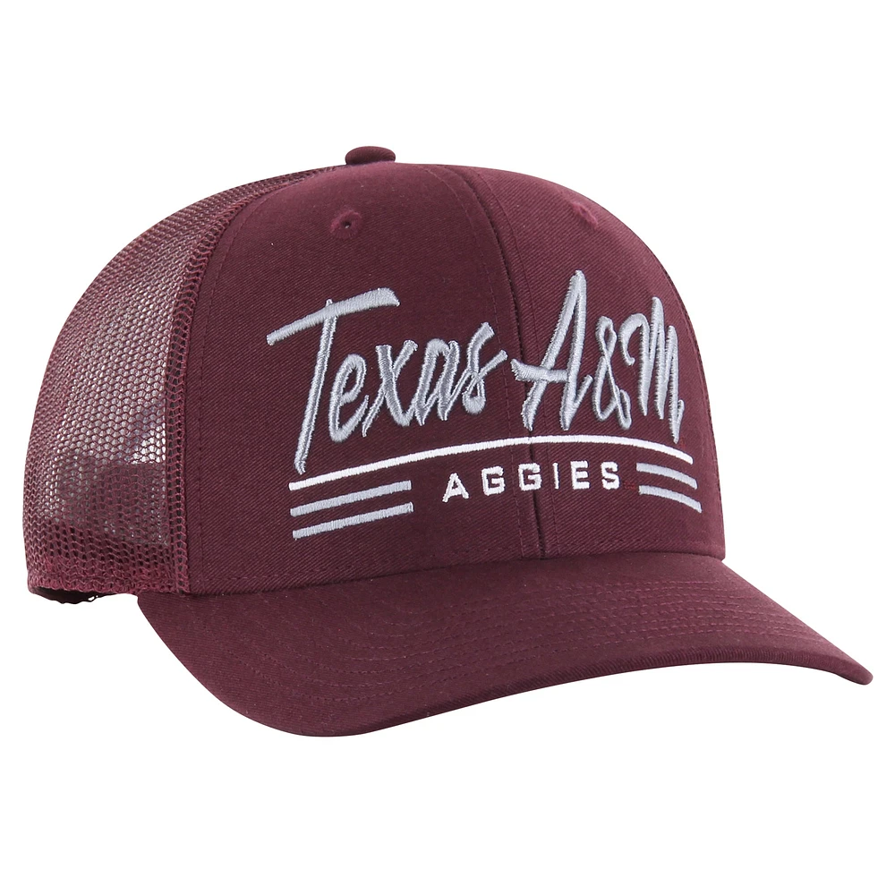 Casquette réglable '47 Maroon Texas A&M Aggies Garner Trucker pour hommes