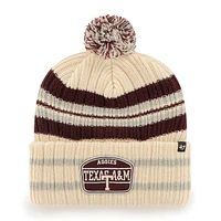 Men's '47 Natural Texas A&M Aggies Hone Patch Cuffed Knit Hat with Pom
