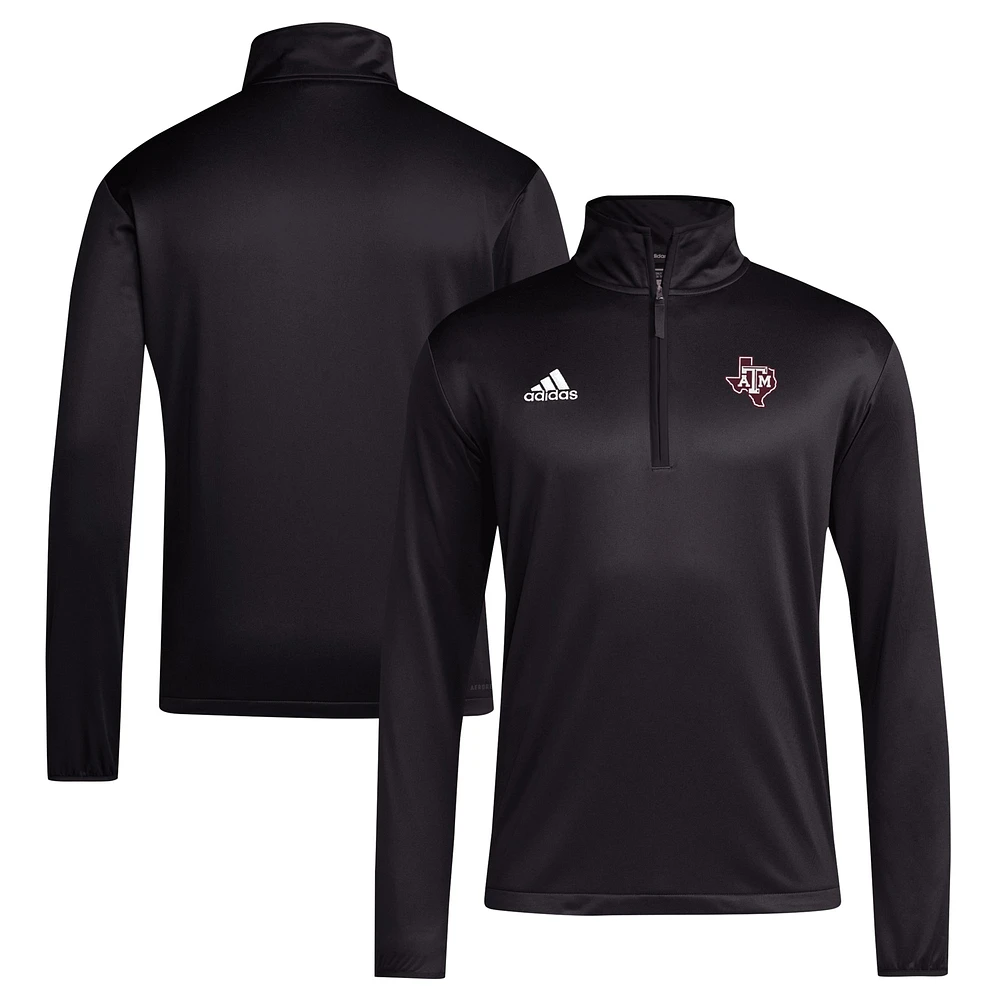 Haut zippé à quart de tour pour entraîneurs Texas A&M Aggies 2024 adidas noir homme