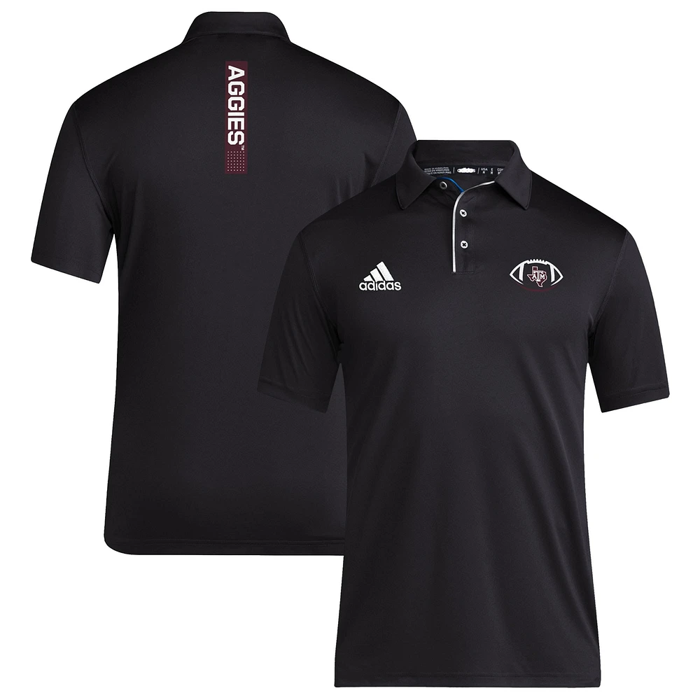 Polo d'entraîneur noir adidas Texas A&M Aggies pour homme