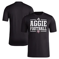 T-shirt d'avant-match de football adidas Texas A&M Aggies Locker pour hommes, noir, AEROREADY