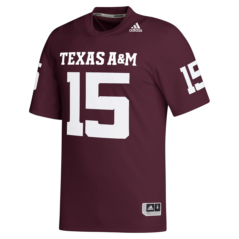 Maillot de footballeur adidas Conner Weigman pour homme, couleur bordeaux, Texas A&M Aggies NIL