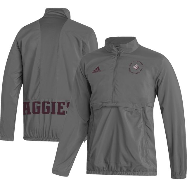 Veste à demi-zip adidas Texas A&M Aggies AEROREADY pour hommes, grise