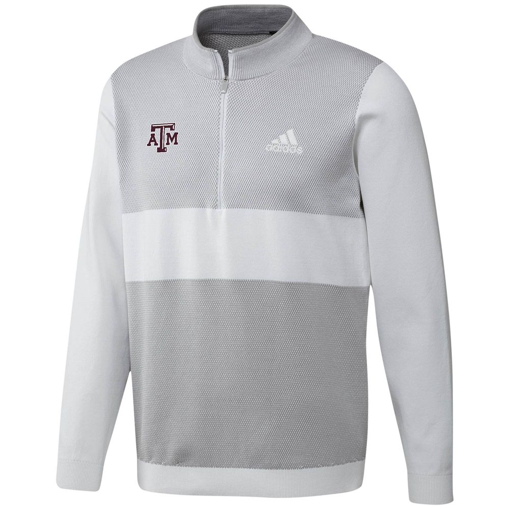 Men's adidas Gray Texas A&M Aggies Knit Quarter-Zip Jacket