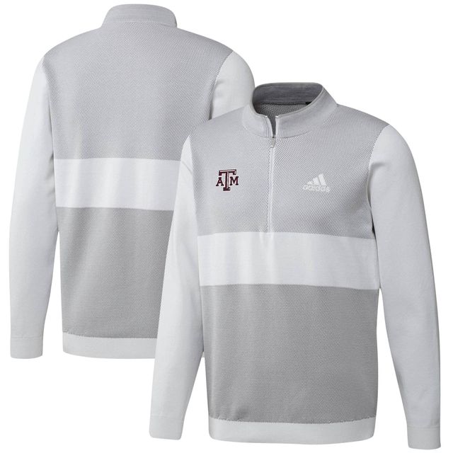 Veste grise adidas Texas A&M Aggies Knit Quarter-Zip pour homme