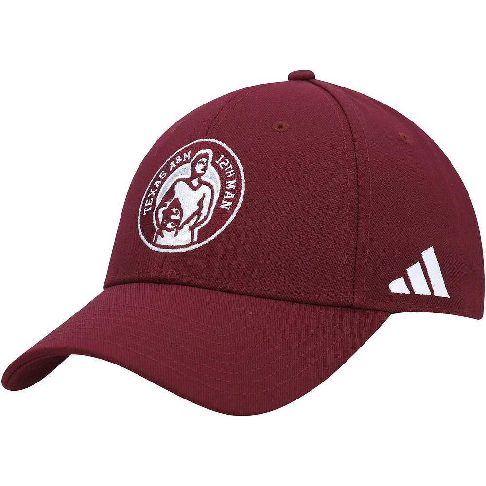 Casquette réglable adidas Maroon Texas A&M Aggies 12th Man pour hommes