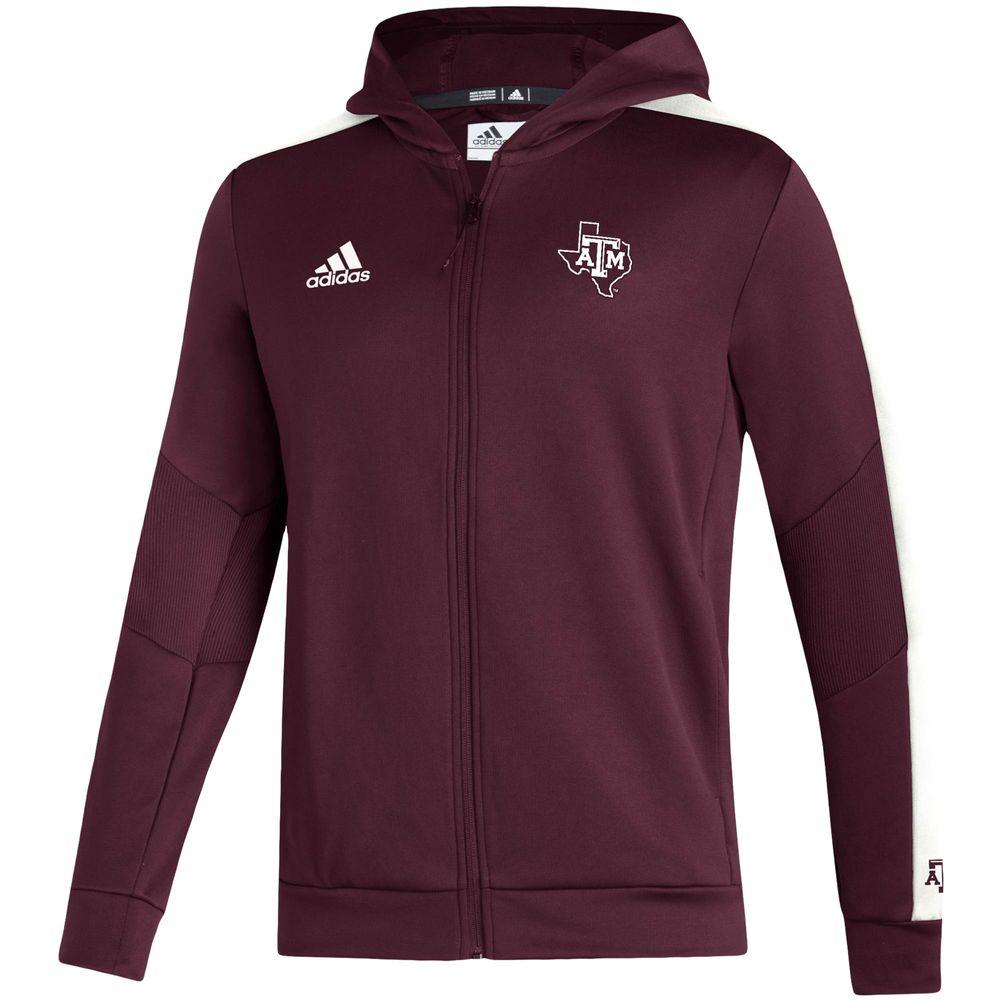 Men's adidas Maroon Texas A&M Aggies 2021 Sideline AEROREADY Full-Zip Hoodie