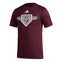 T-shirt d'avant-match adidas Maroon Texas A&M Aggies 2023/24 AEROREADY Homeland Plate pour homme