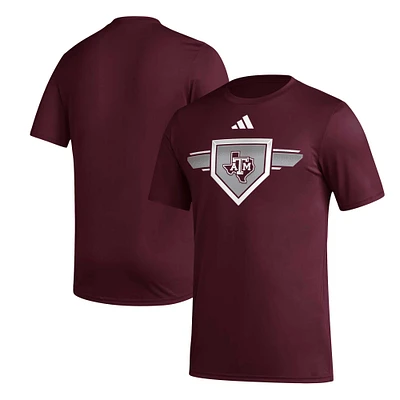 T-shirt d'avant-match adidas Maroon Texas A&M Aggies 2023/24 AEROREADY Homeland Plate pour homme