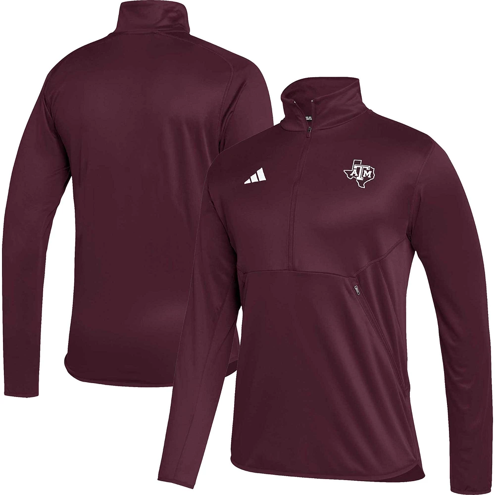 Haut demi-zip AEROREADY Sideline pour homme adidas Maroon Texas A&M Aggies 2023