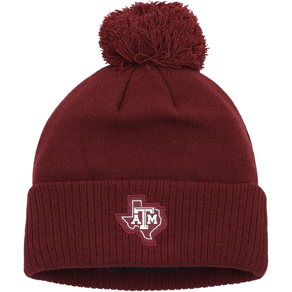 Bonnet en tricot à revers avec pompon adidas Maroon Texas A&M Aggies 2023 Sideline COLD.RDY pour hommes