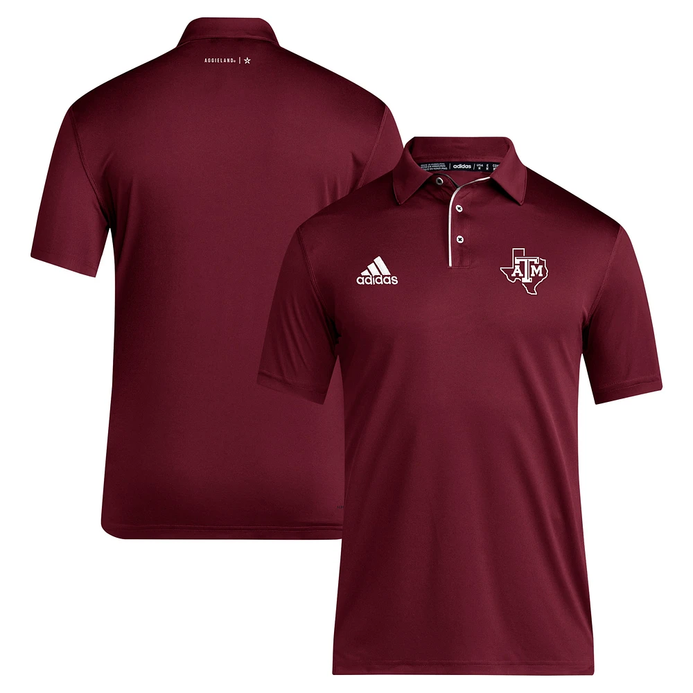 Polo adidas AEROREADY marron pour homme Texas A&M Aggies 2024 Coaches