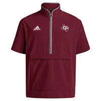 Men's adidas Maroon Texas A&M Aggies 2024 Coaches Sideline Half-Zip Short Sleeve Jacket