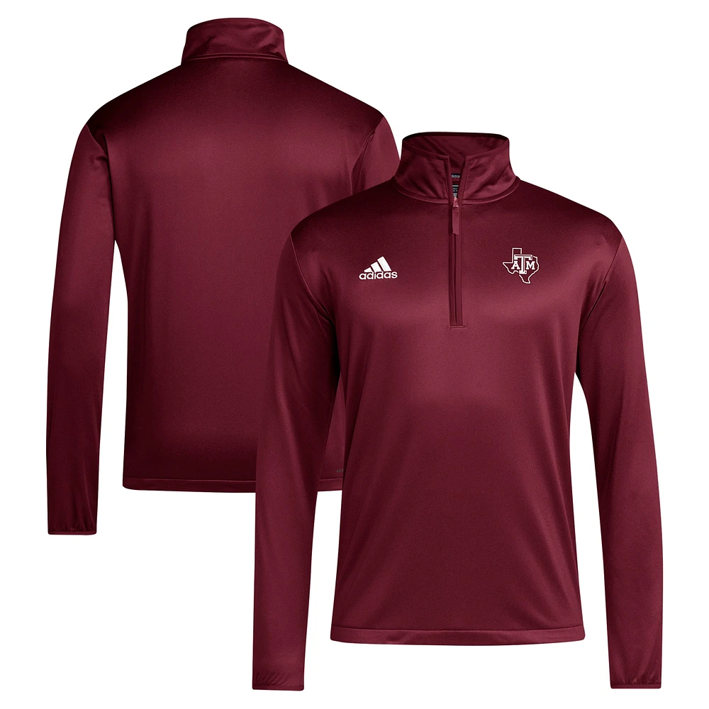 Haut zippé à quart de tour pour entraîneurs adidas Texas A&M Aggies 2024 Bordeaux homme