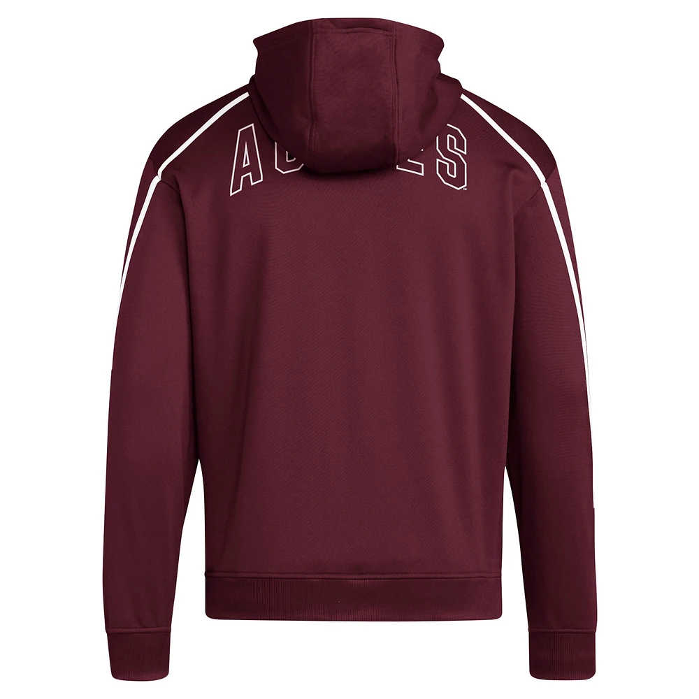 Sweat à capuche zippé adidas Maroon Texas A&M Aggies 2024 Sideline Travel pour homme