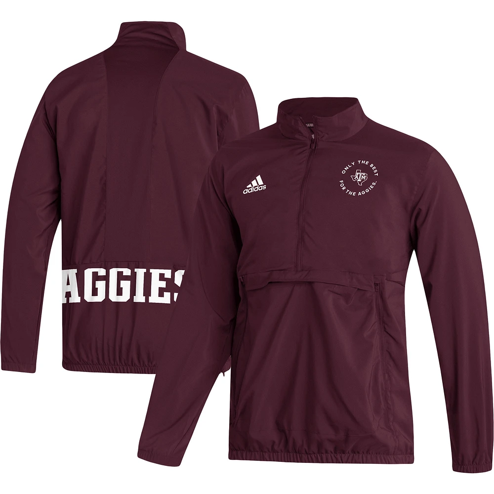 Veste à demi-zip adidas Maroon Texas A&M Aggies AEROREADY pour hommes